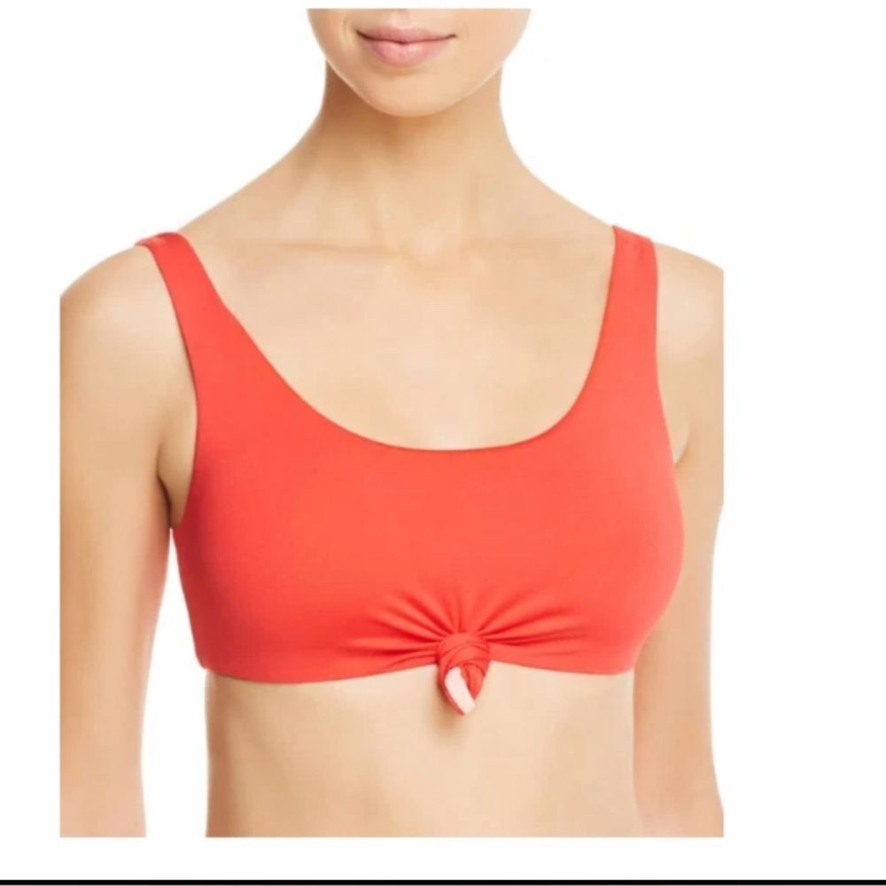 NWT DOLCE VITA Knot Crop Bikini Swim Top Cherry Red- Size XS